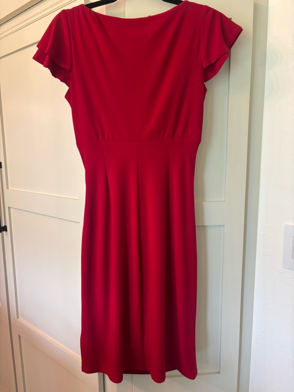 Lauren Ralph Lauren Midi Ruched Waist Surplice Dress Red Size 4 - Picture 2 of 5